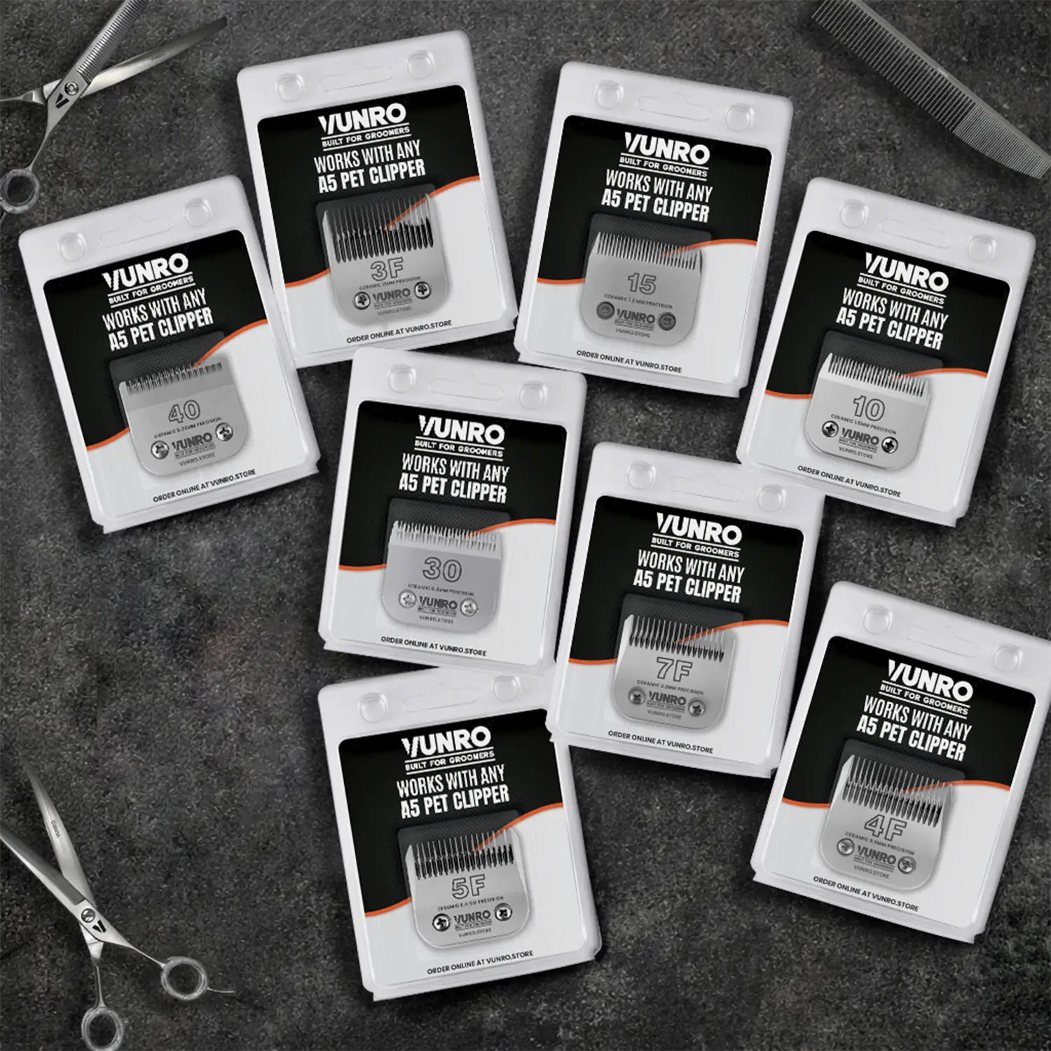 Full Set of Ceramic Clipper Blades with IvoryEdge Cutters by VUNRO