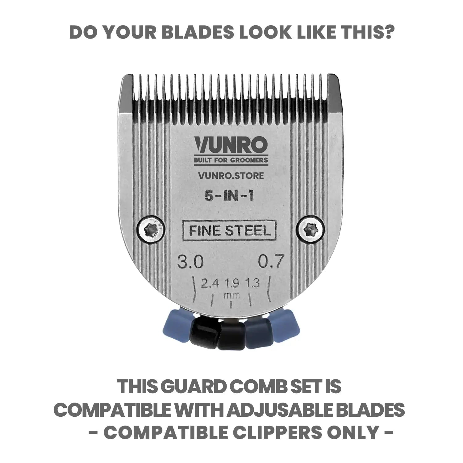 Eight Piece Guard Comb Set (Adjustable Blade Compatible) by VUNRO