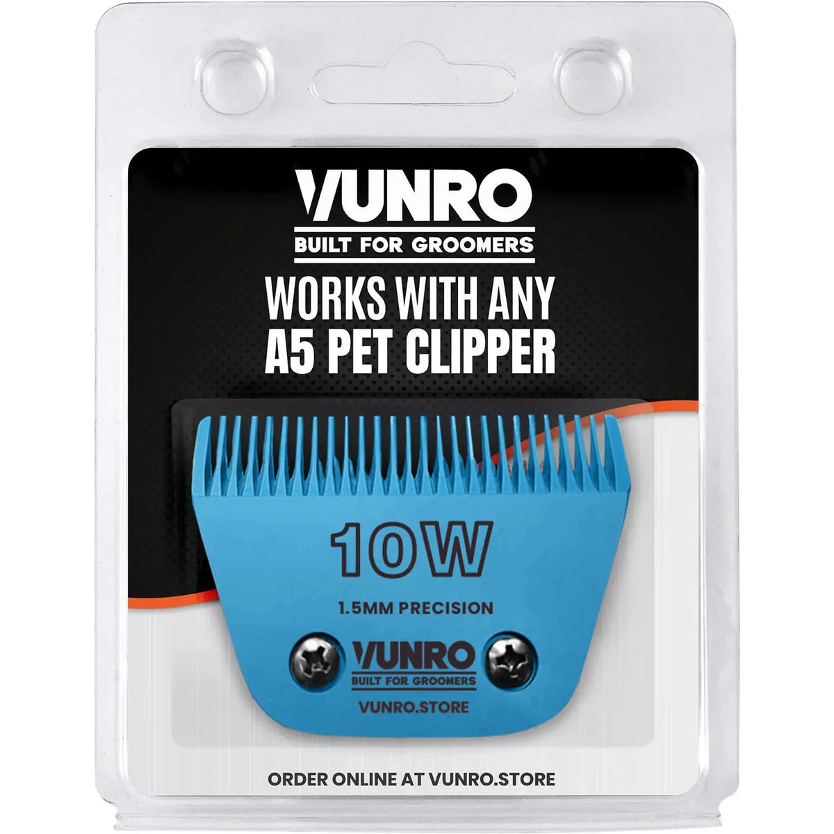 VUNRO 10W Wide Blue Steel dog clipper blade retail pack
